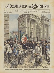 Italian Touring Clubin bileet Milanossa, paraati tuhansien Simplon-kaaren edessä?
